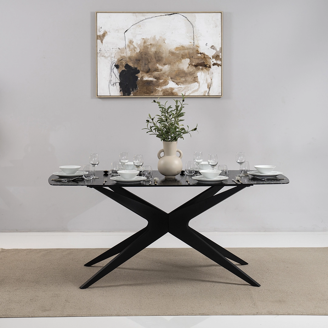 Kare 6-Seater Glass Top Dining Set-Beige - Image 7