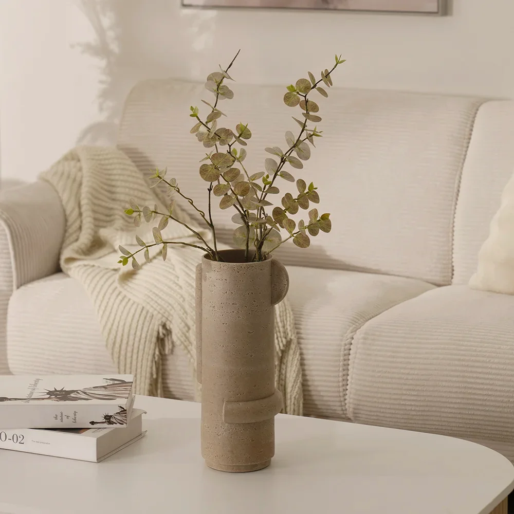 Rabaque travertine vase 16x15x35cm