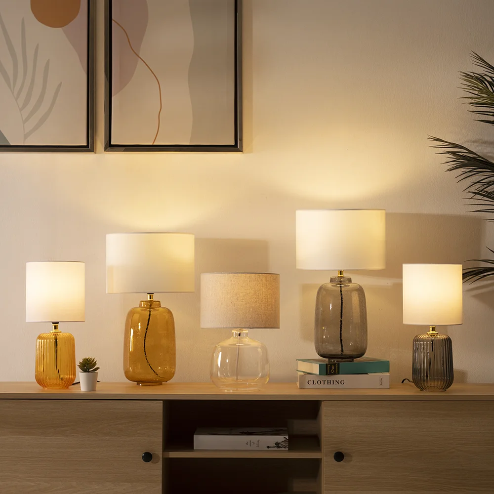 Tria glass table lamp Amber 17x17x36.5cm - Image 8