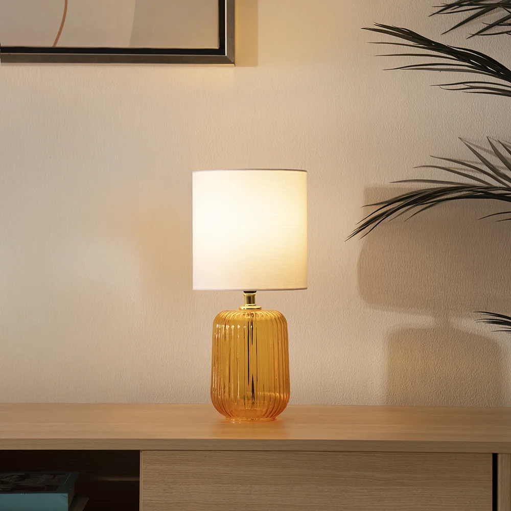 Tria glass table lamp Amber 17x17x36.5cm