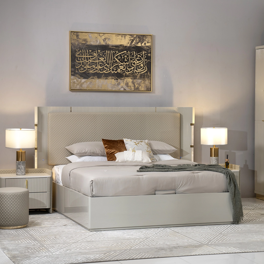 Foresta 6-pcs King Bedroom Set With Hydraulic Storage-180*200cm - Image 7