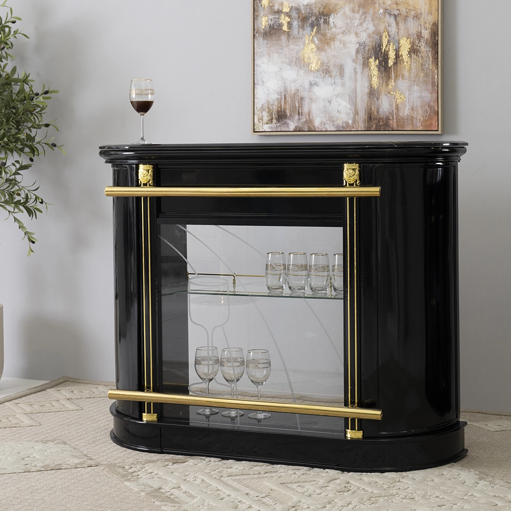 816/T02 Bar Cabinet With Countertop-Black - Image 7