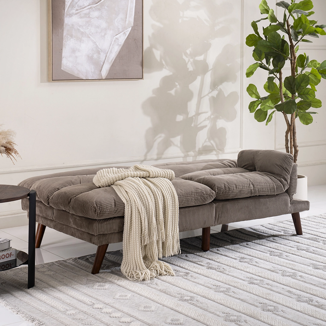 Dusk 3-Seater Sofa Bed-Light Brown - Image 5