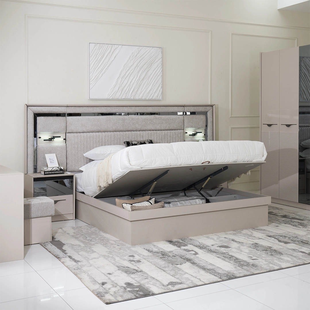 Frank 6-pcs King Bedroom Set With Hydraulic Storage-180*200cm - Image 9