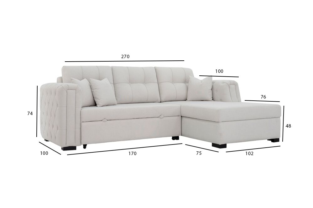 Cover 3-Seater Sofa Bed With Storage - Image 2