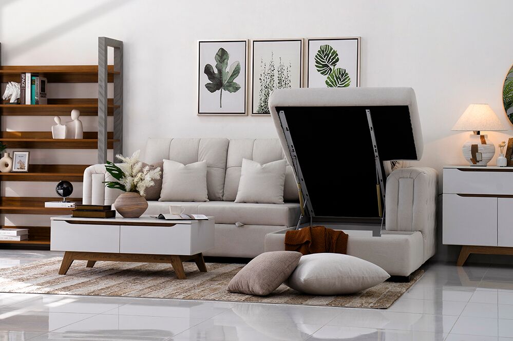Cover 3-Seater Sofa Bed With Storage - Image 8