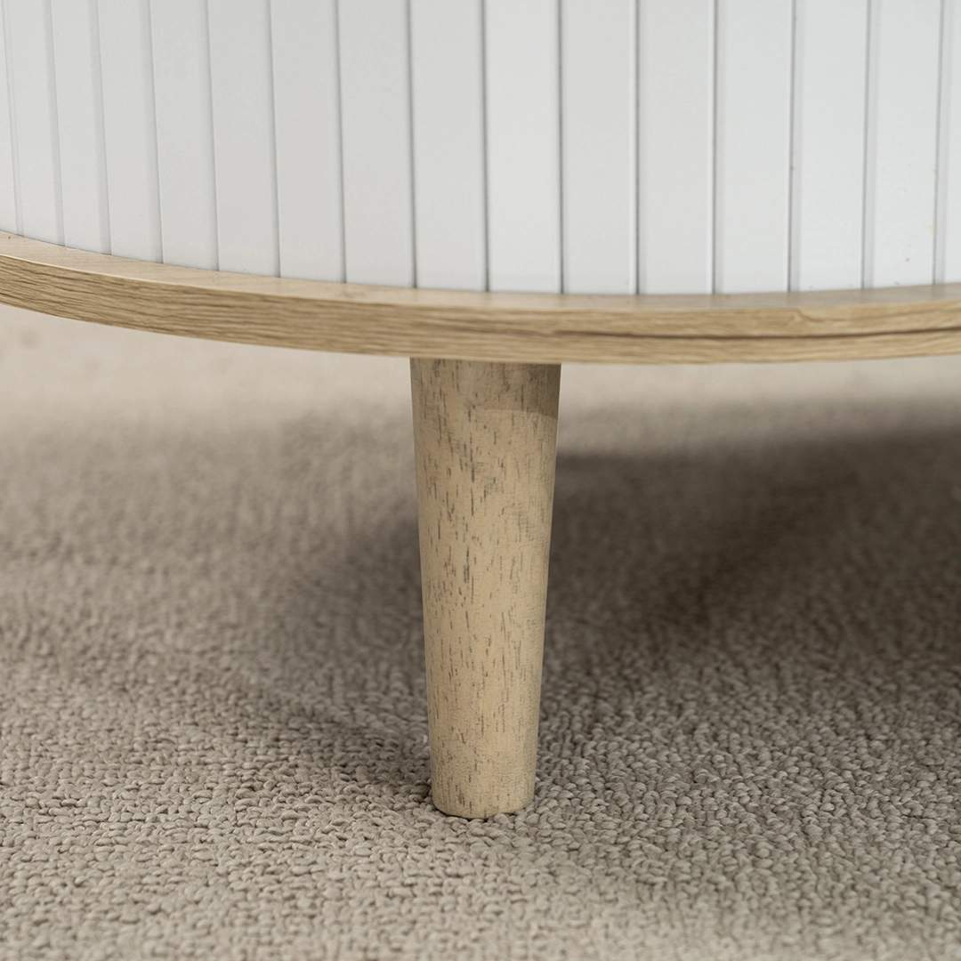 Curve Coffee Table- Oak and White - Image 4