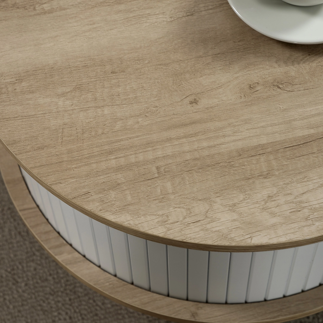 Curve Coffee Table- Oak and White - Image 5