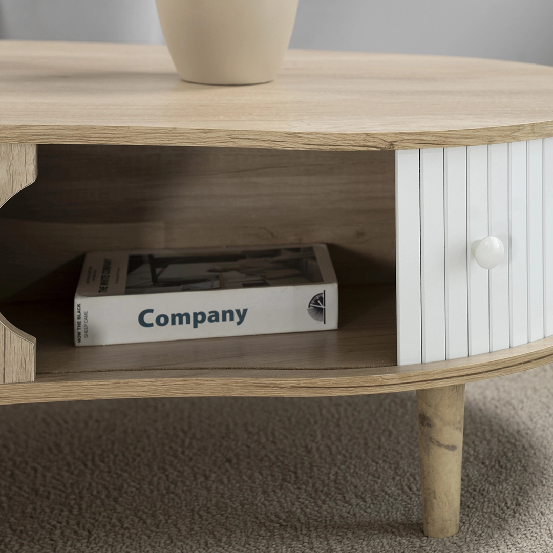 Curve Coffee Table- Oak and White - Image 6