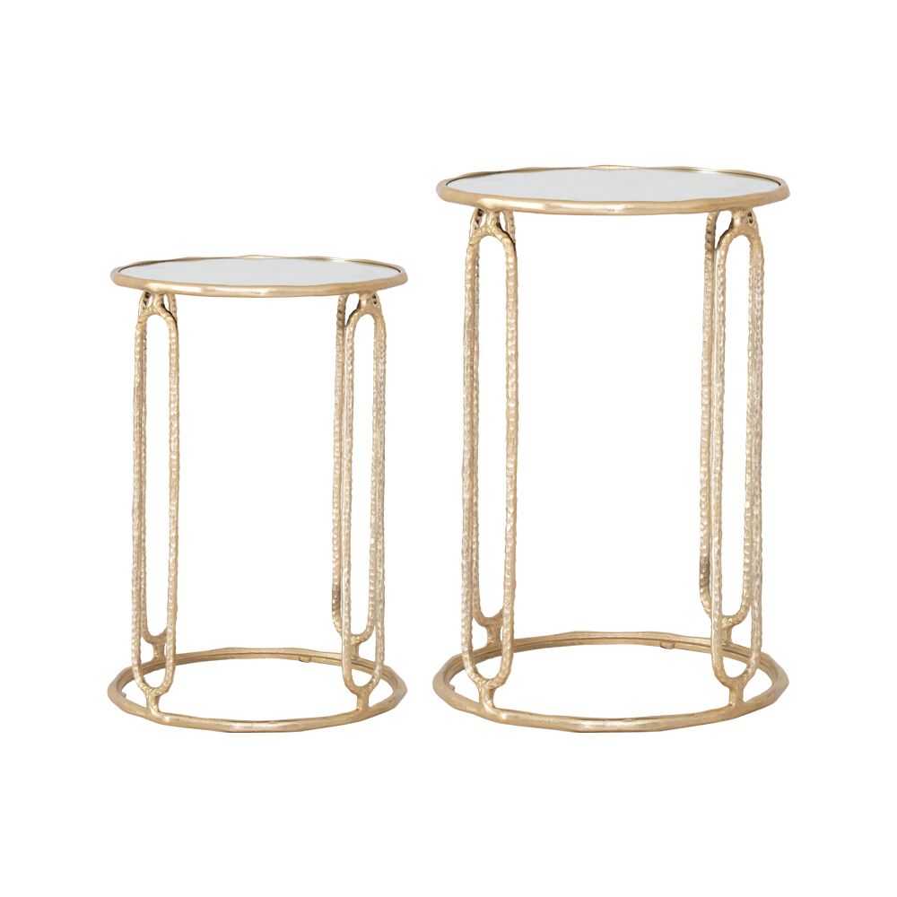 Hammared Nest of tables with Mirror Top - Image 4