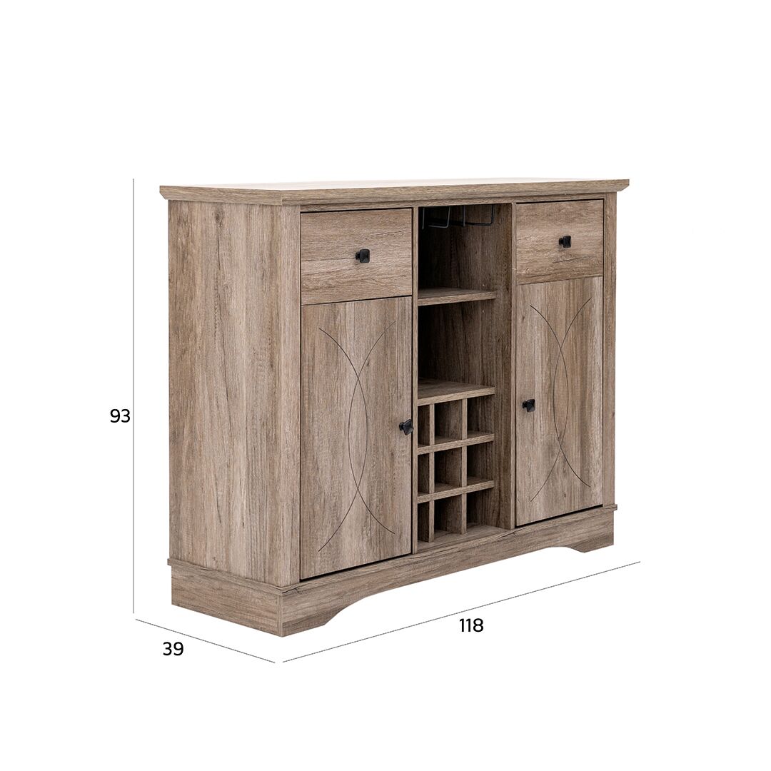 Tyrell Wine Cabinet-Grey Oak - Image 2