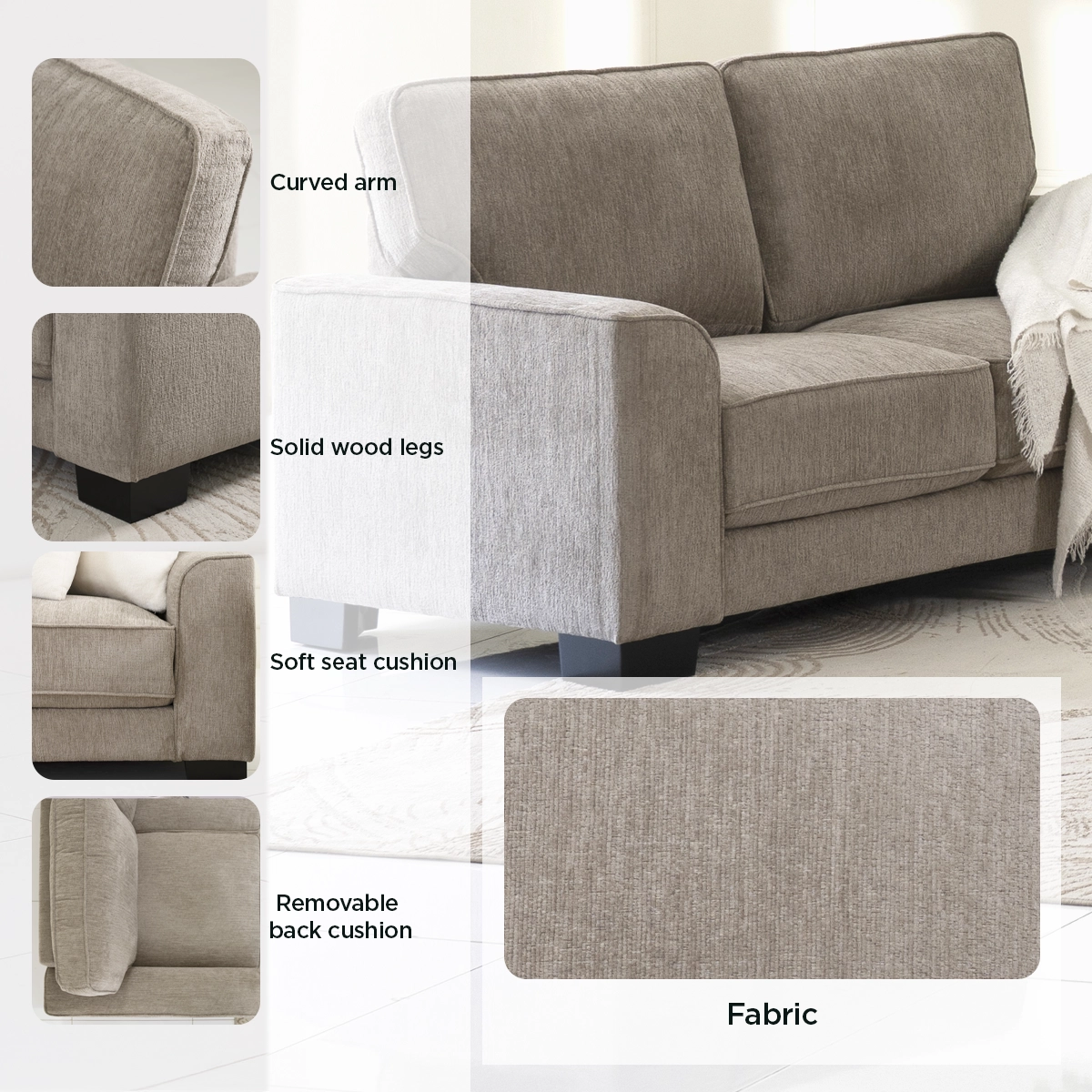 Zendaya 6-Seater Sofa Set-Brown - Image 18