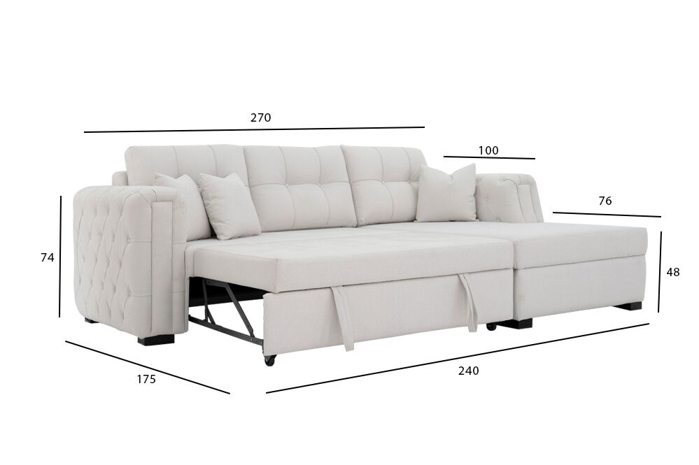 Cover 3-Seater Sofa Bed With Storage - Image 3