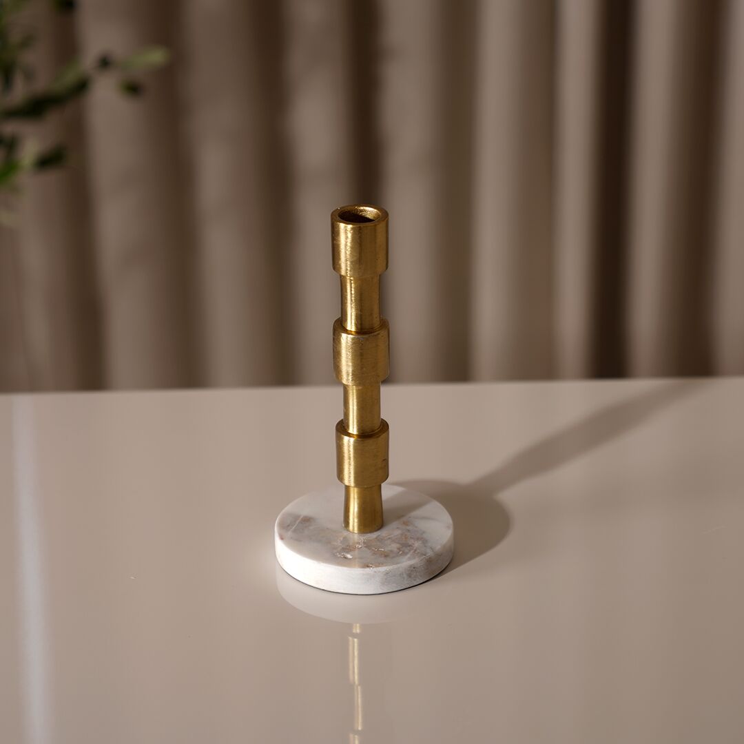 Adro Metal Candle Holder with Marble Base- 21 cm - Image 4