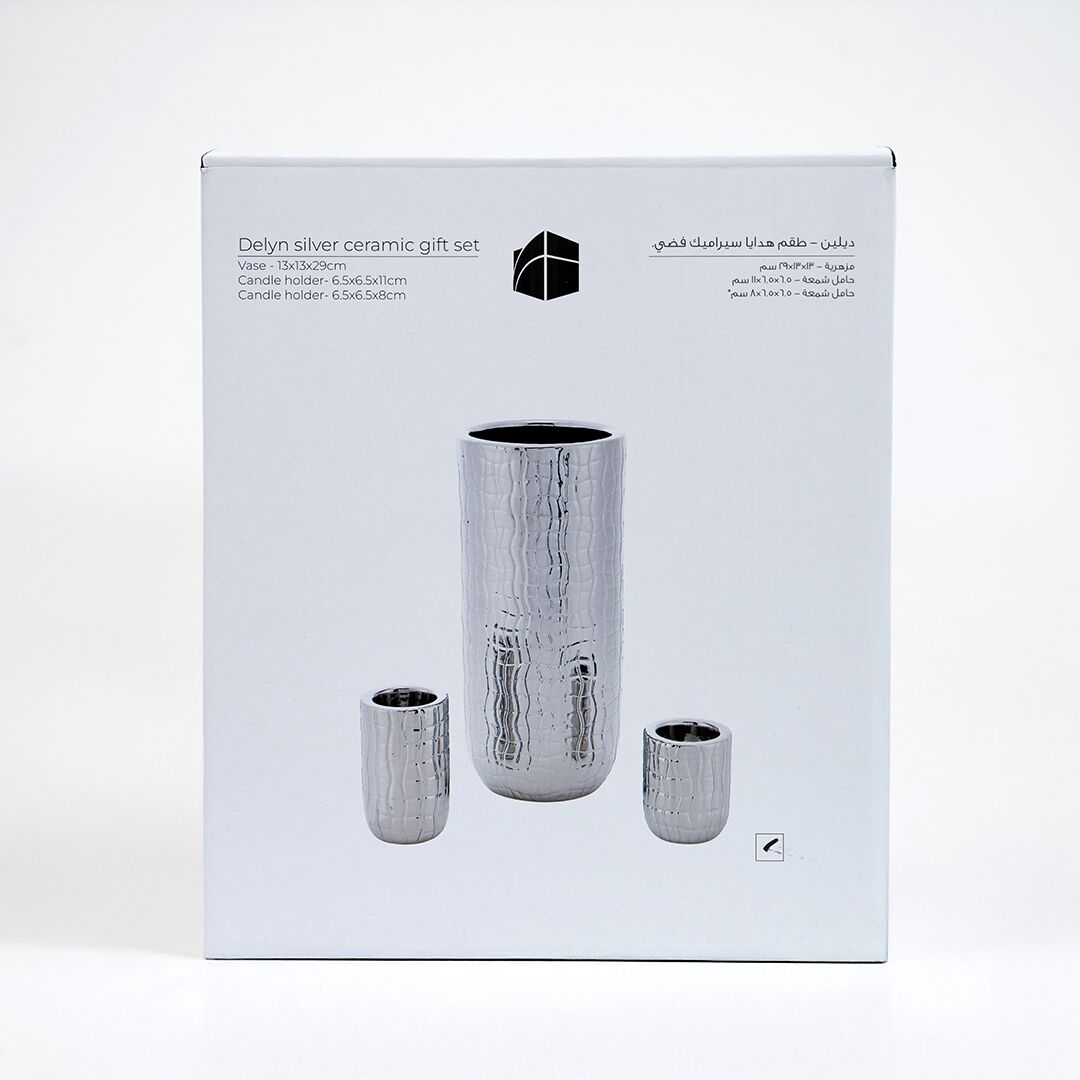 Delyn ceramic silver set of three gift set - Image 6
