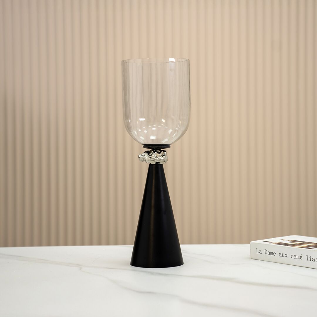 Eclat metal glass black candle holder- 38 cm - Image 4
