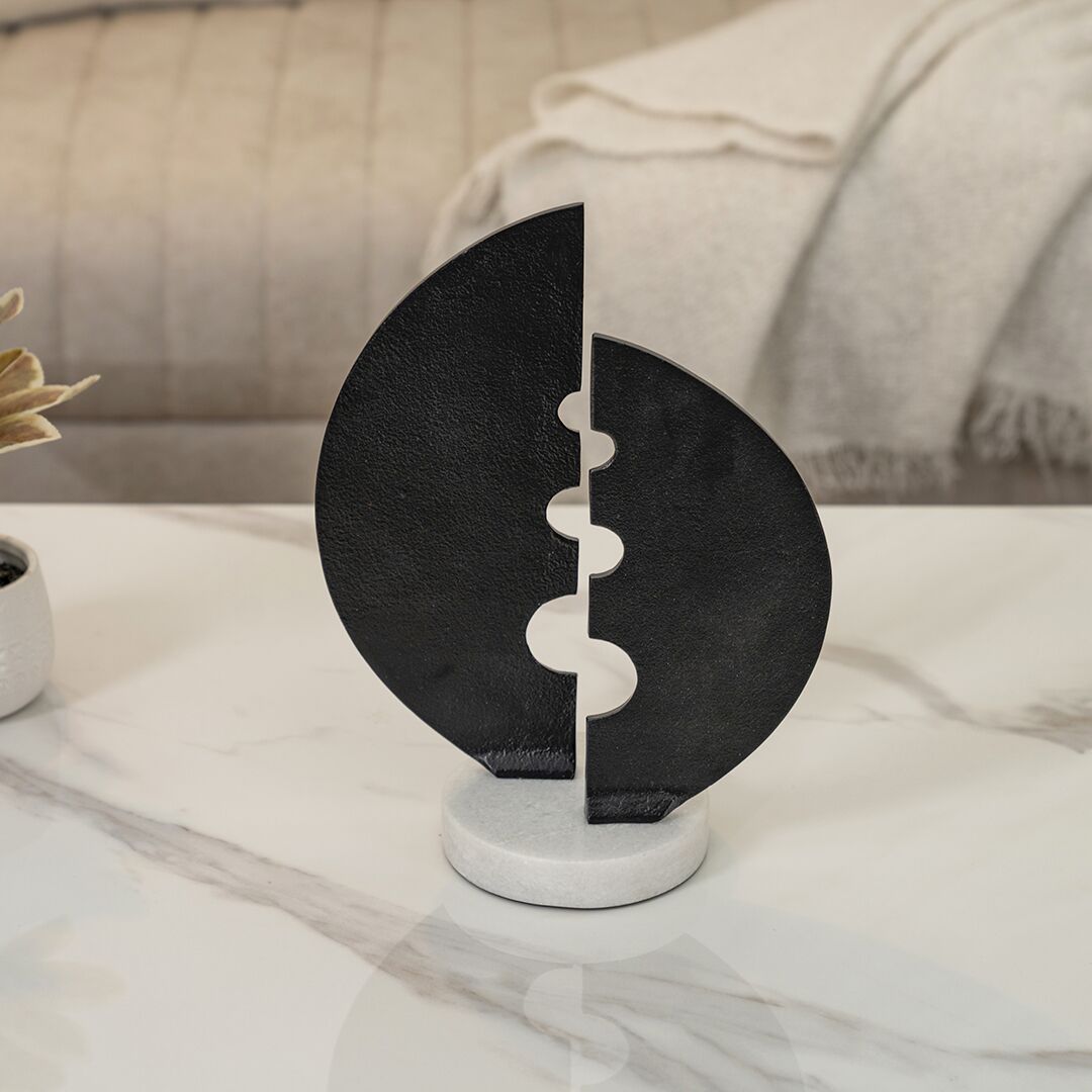 Orline black metal accent with marble base 25x10x32cm - Image 3