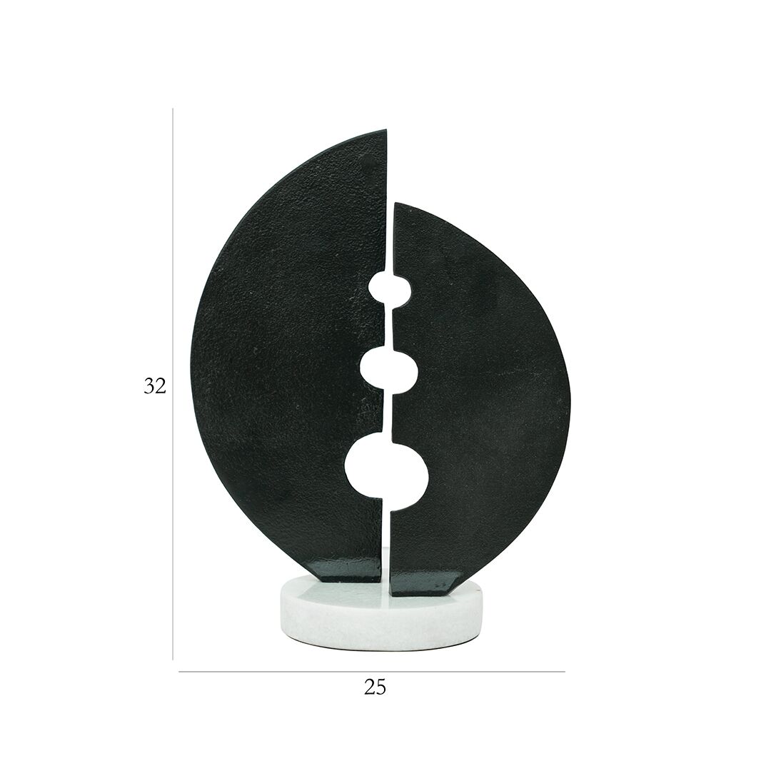 Orline black metal accent with marble base 25x10x32cm - Image 2