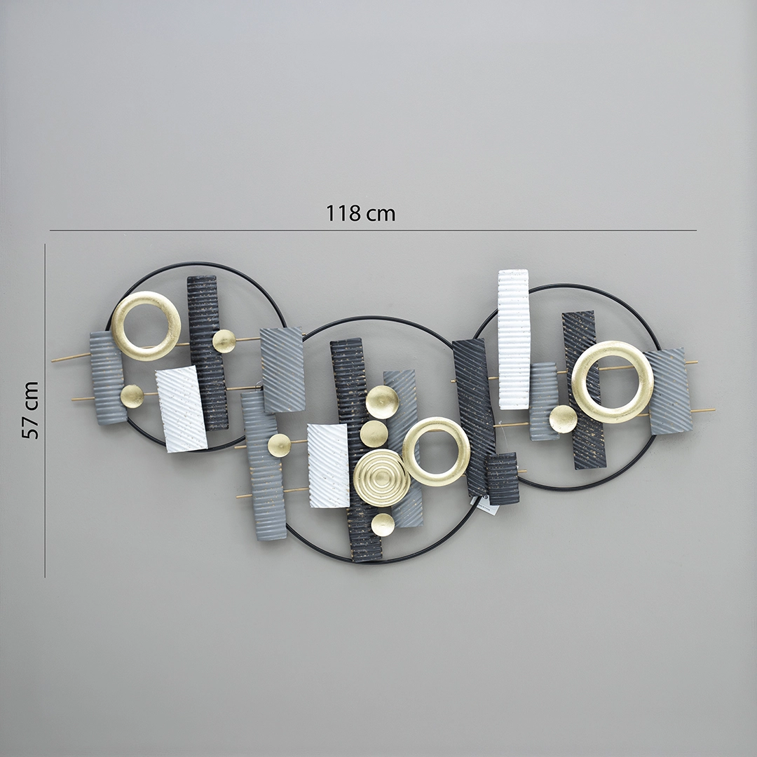 Castora Metal Wall Decor Black/Grey 120x58Cm - Image 2