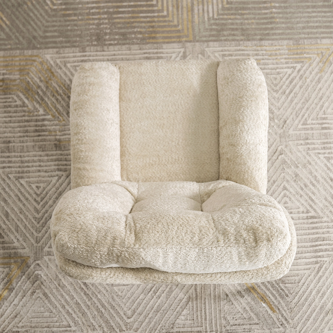 Scandi Lounge Chair with Footstool-Off White - Image 5