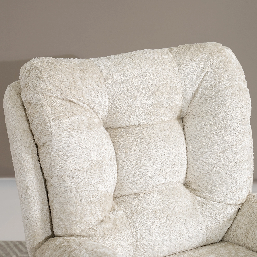 Scandi Lounge Chair with Footstool-Off White - Image 7