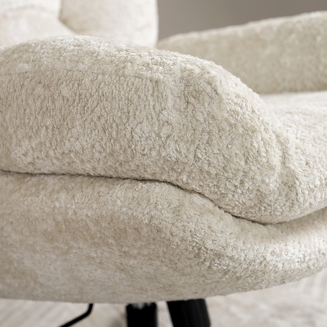 Scandi Lounge Chair with Footstool-Off White - Image 9