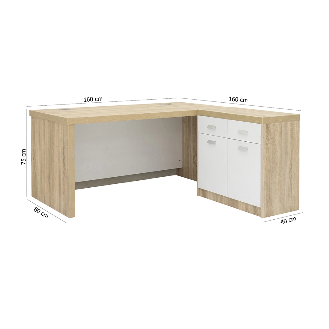 Sky Office Table-White & Oak - Image 2