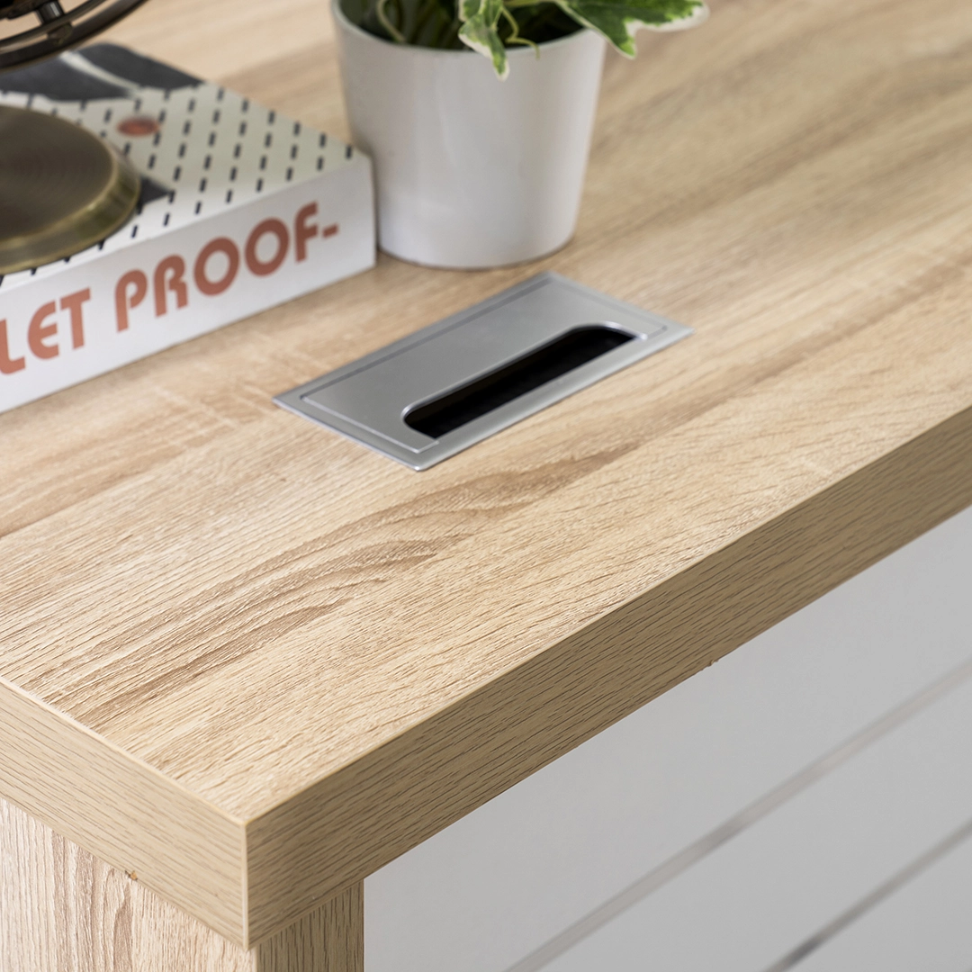 Sky Office Table-White & Oak - Image 9
