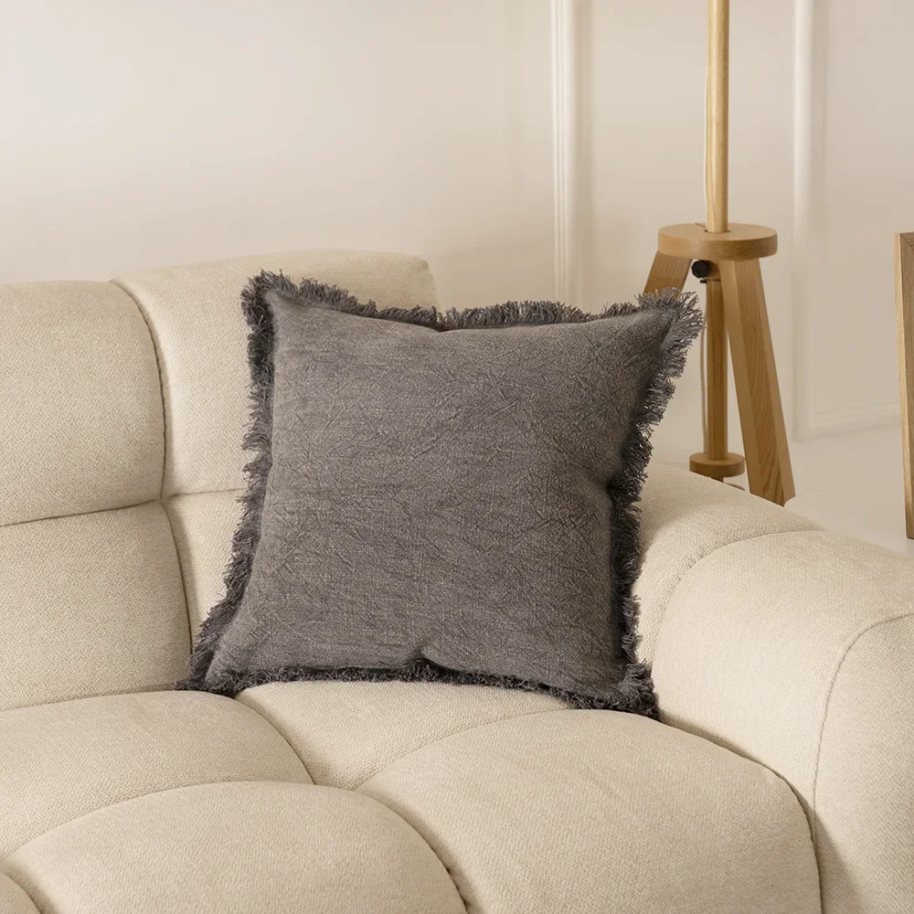 Heston stonewash charcoal cushion 45×45 cm