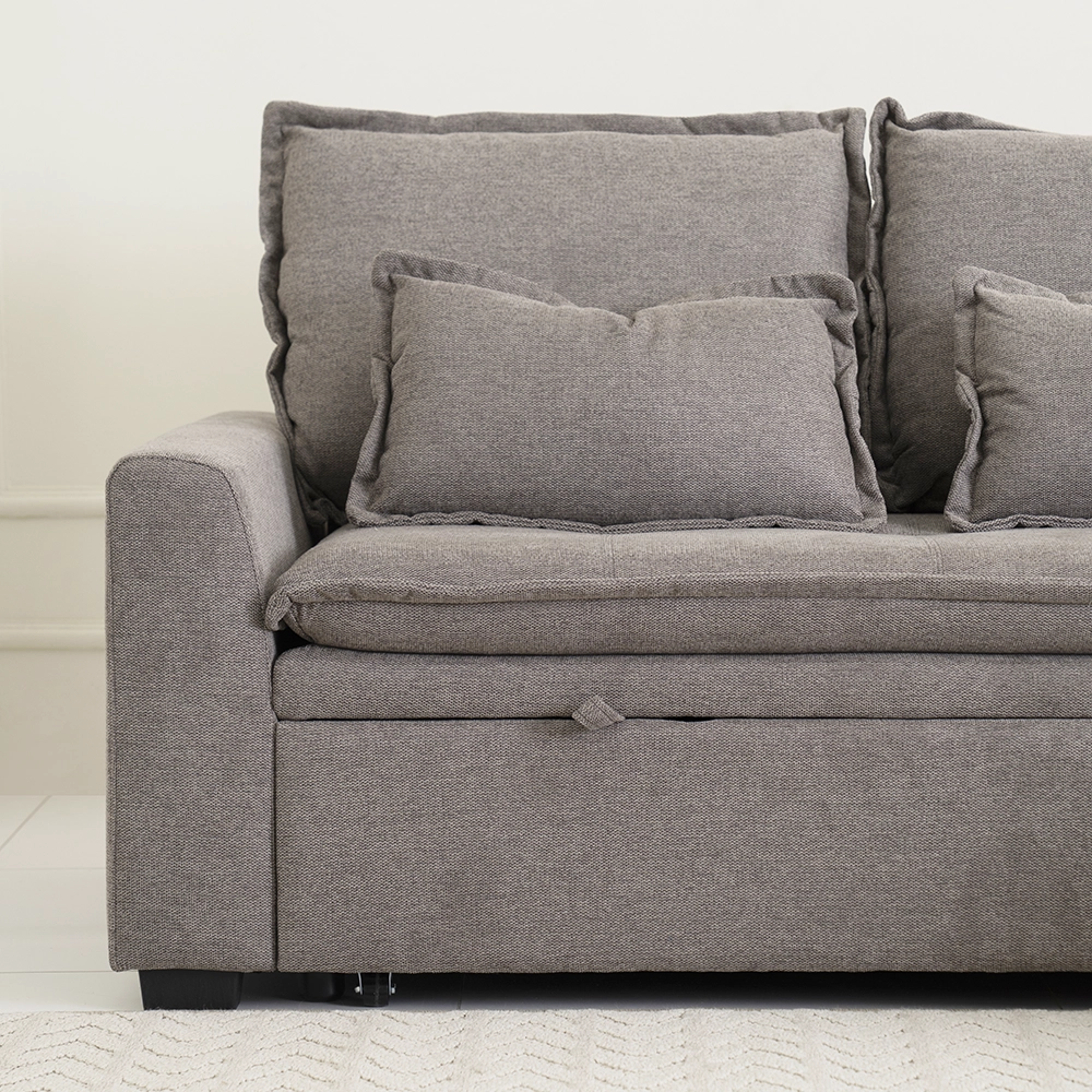 Misha 3-Seater Corner Sofa Bed With Storage-Brown - Image 3