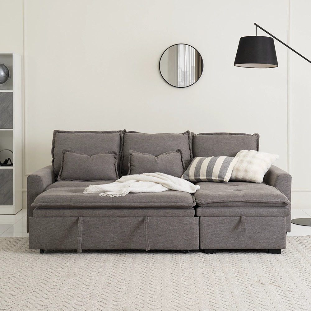 Misha 3-Seater Corner Sofa Bed With Storage-Brown - Image 7