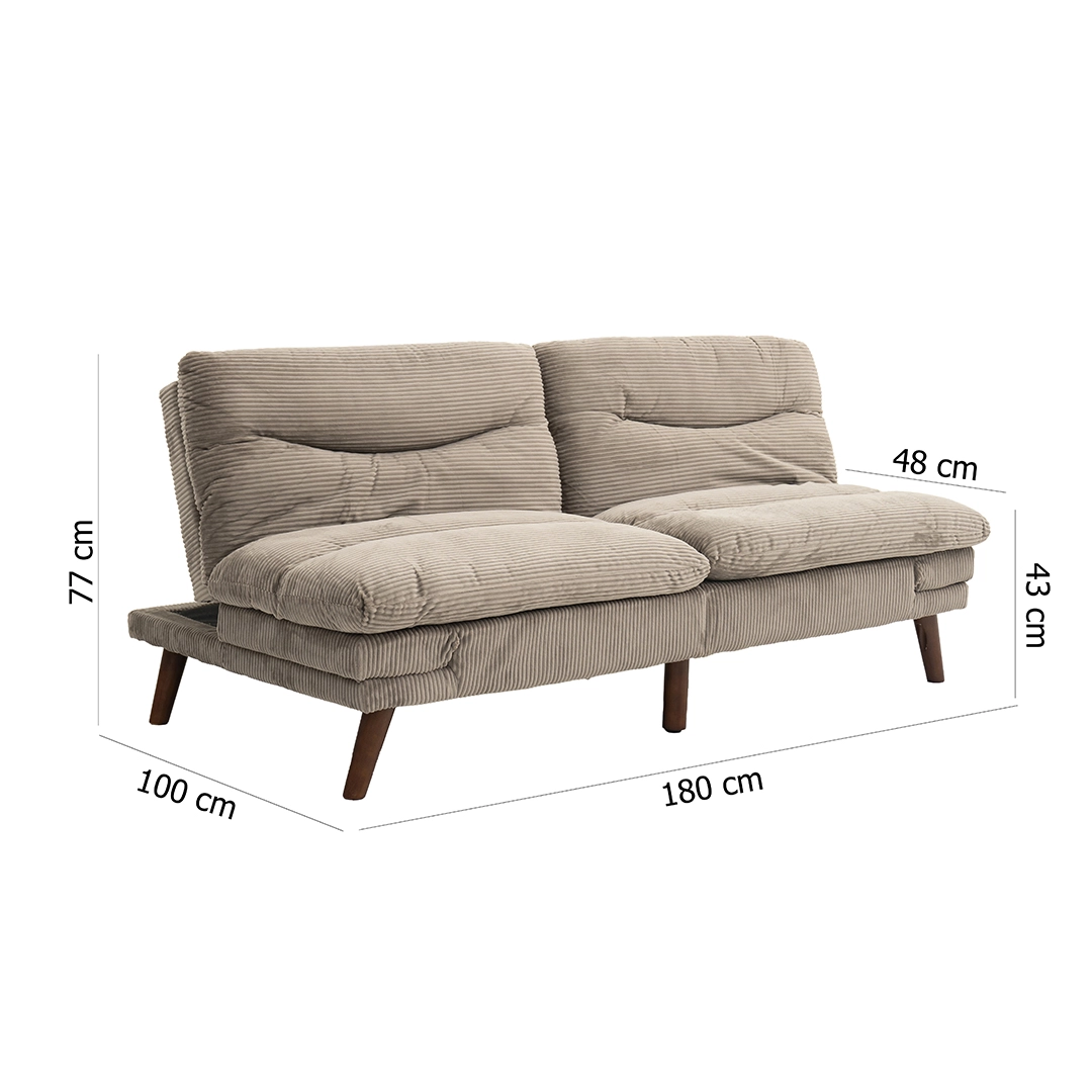 Dusk 3-Seater Sofa Bed-Light Brown - Image 2