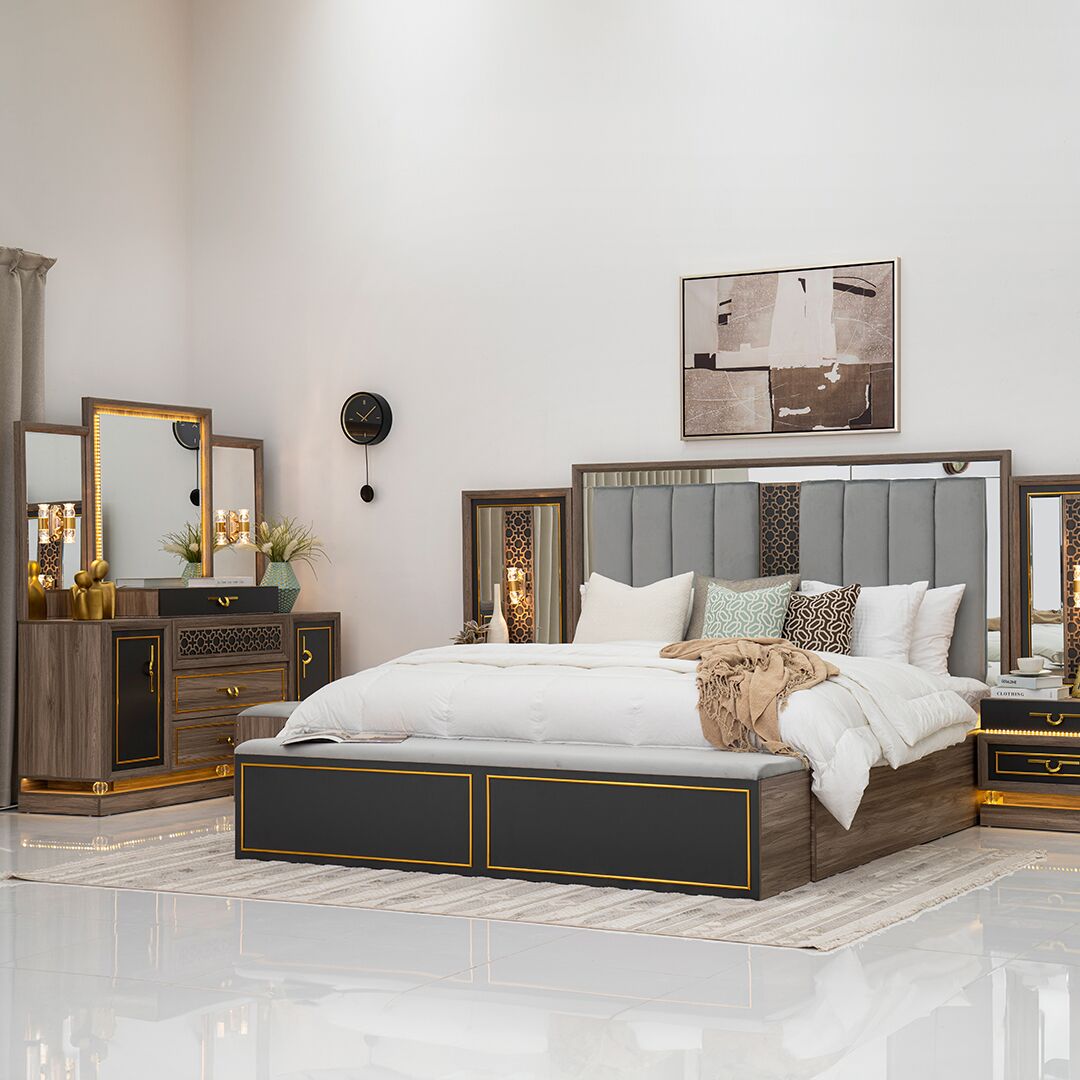 Clara 9-Piece Super King Bedroom Set With Hydraulic Storage-200*200 cm - Image 63