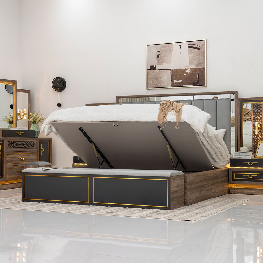 Clara 9-Piece Super King Bedroom Set With Hydraulic Storage-200*200 cm - Image 64
