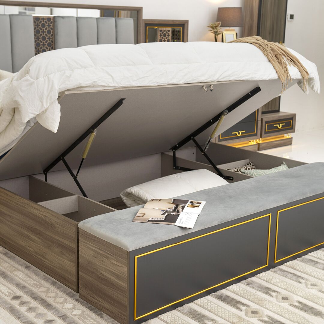 Clara 9-Piece Super King Bedroom Set With Hydraulic Storage-200*200 cm - Image 62