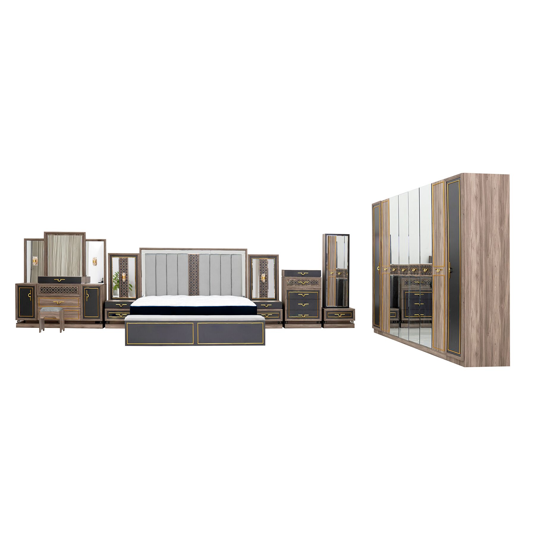 Clara 9-Piece Super King Bedroom Set With Hydraulic Storage-200*200 cm - Image 25