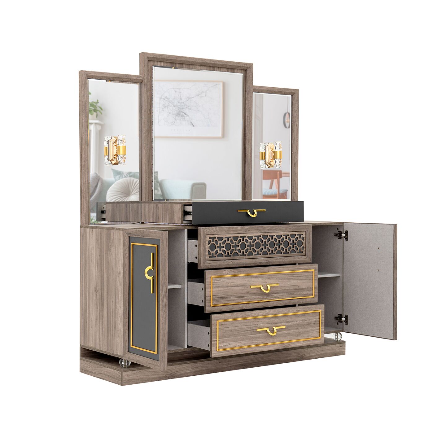 Clara 9-Piece Super King Bedroom Set With Hydraulic Storage-200*200 cm - Image 14