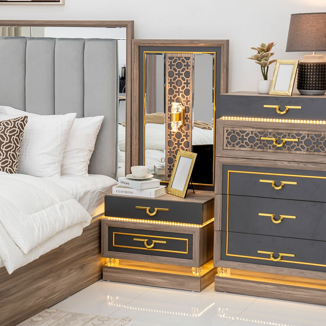 Clara 9-Piece Super King Bedroom Set With Hydraulic Storage-200*200 cm - Image 42