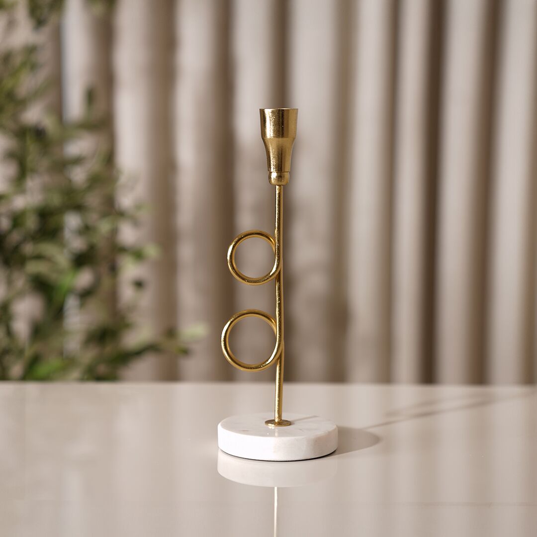 Adro Metal Candle Holder with Marble Base- 25 cm - Image 3