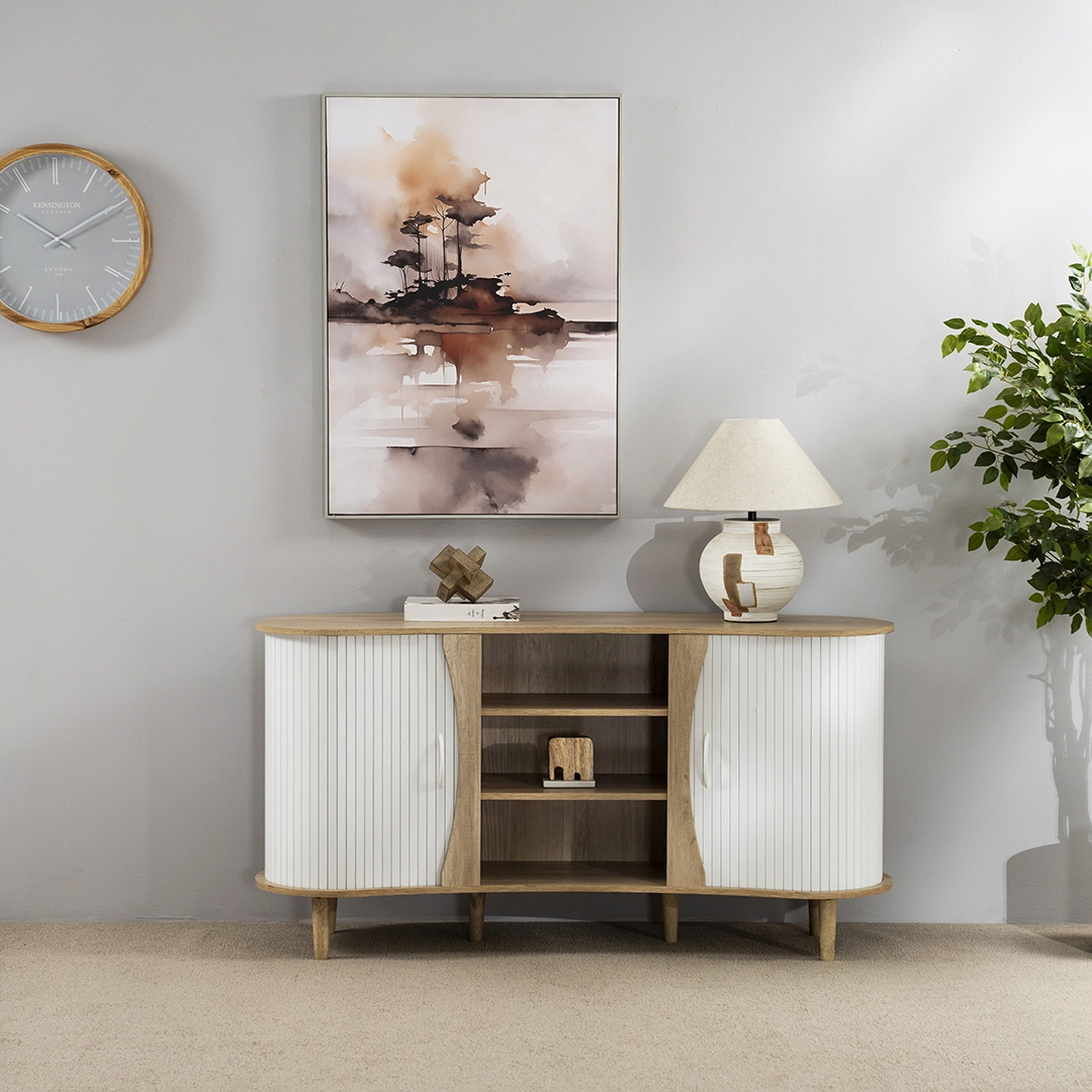 Curve Sideboard- Oak and White - Image 4