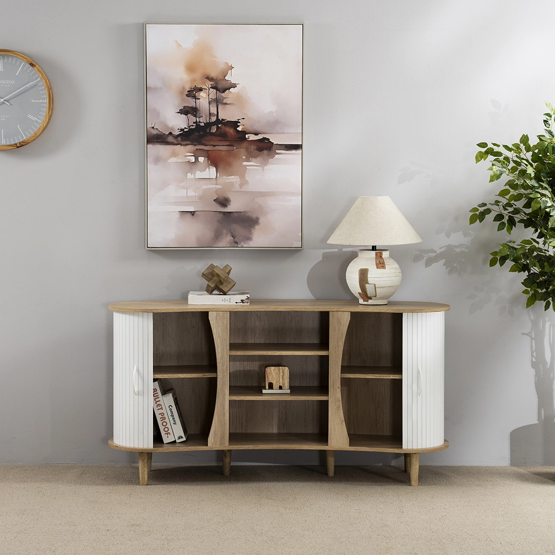 Curve Sideboard- Oak and White - Image 5