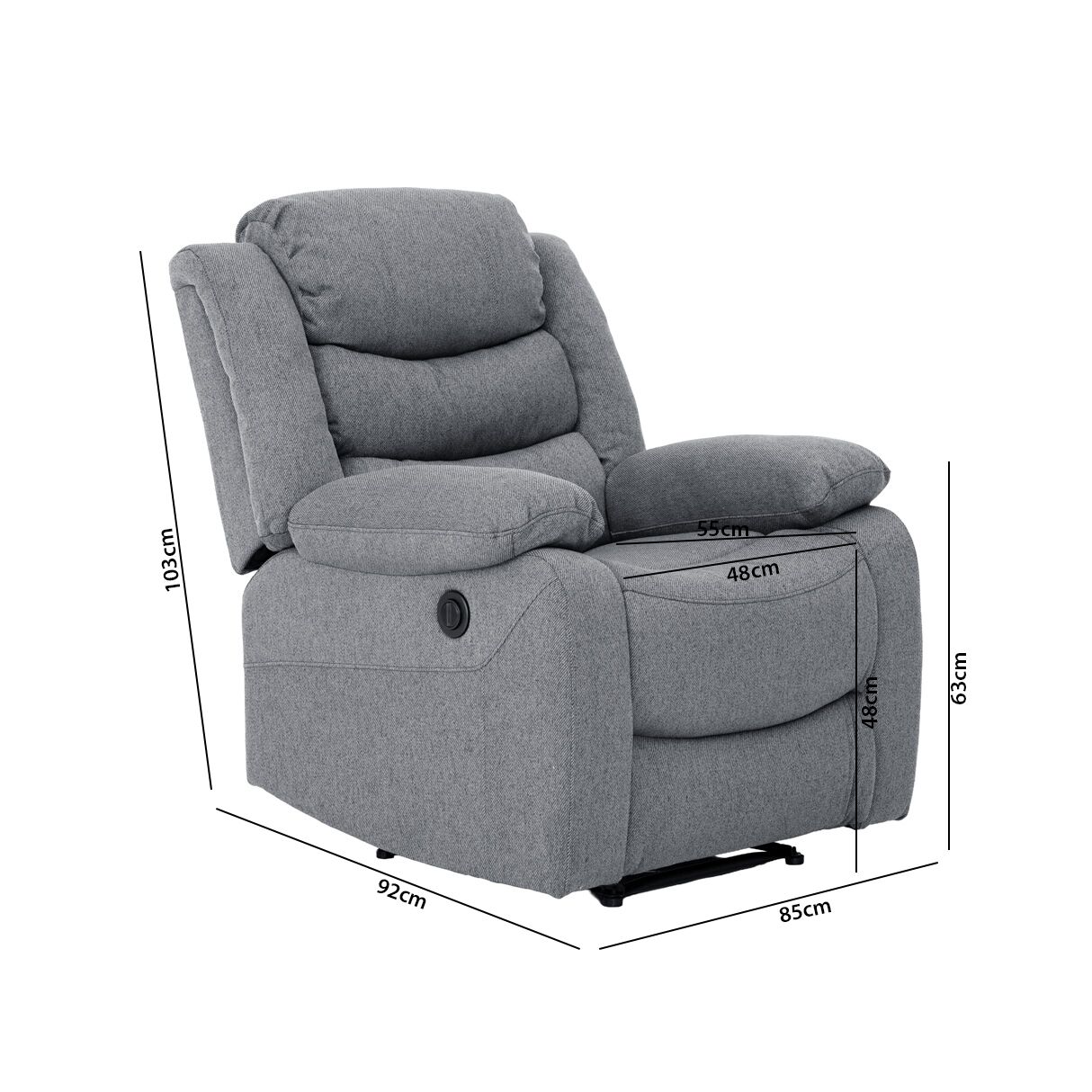 Davis Electric Recliner- Dark Grey - Image 10