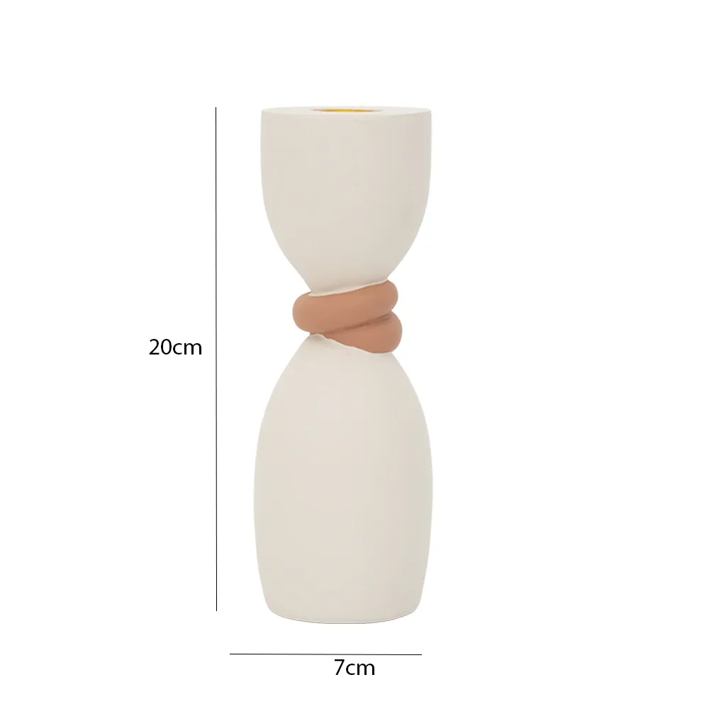 Rabaque polyresin terracotta beige candle holder 8x8x20cm - Image 2