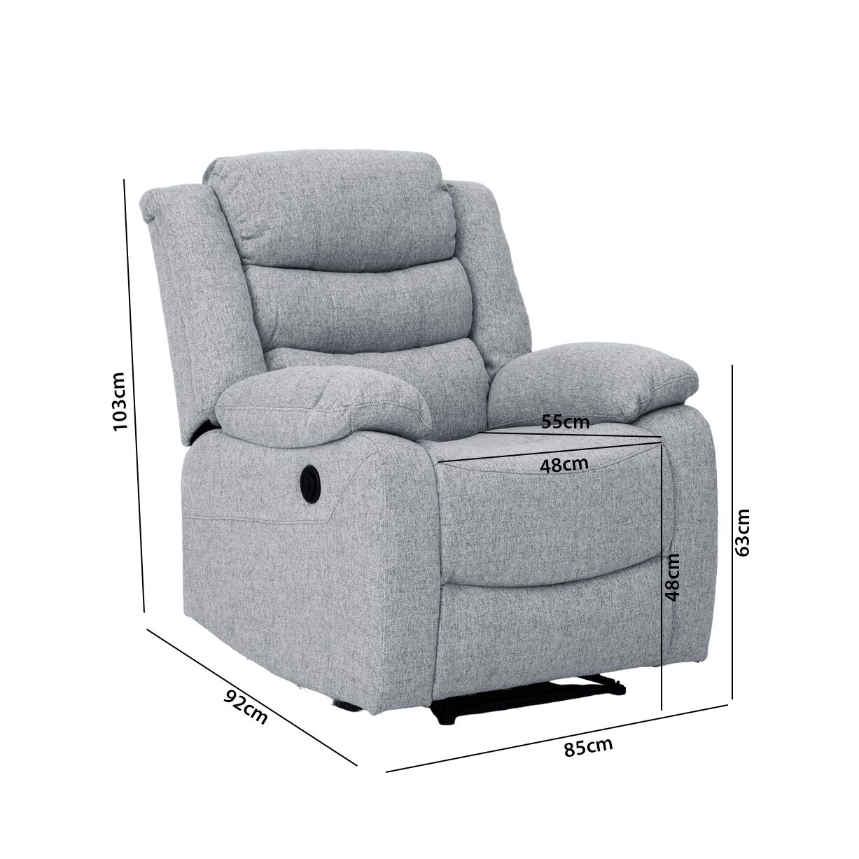 Davis Electric Recliner- Light Grey - Image 9