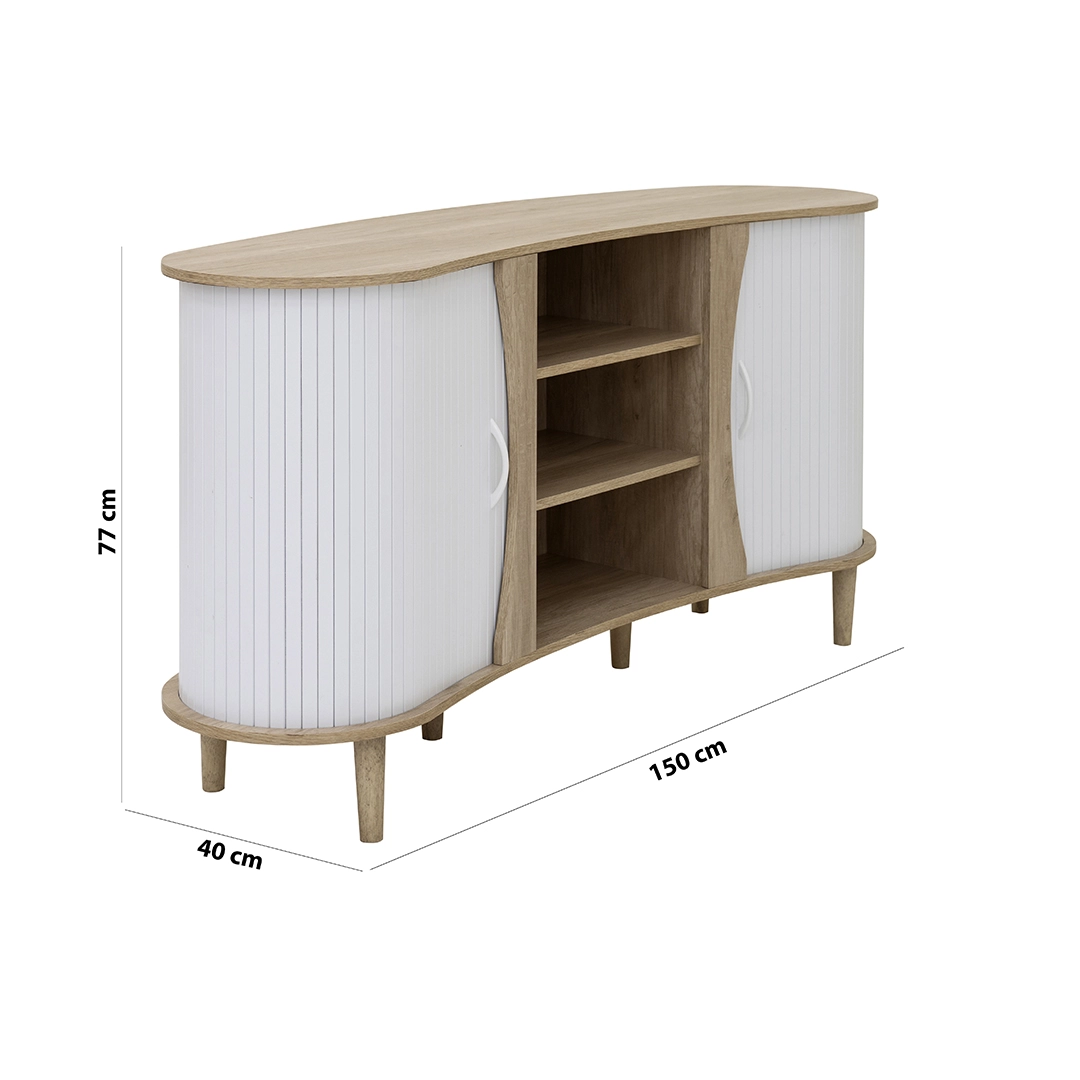 Curve Sideboard- Oak and White - Image 2