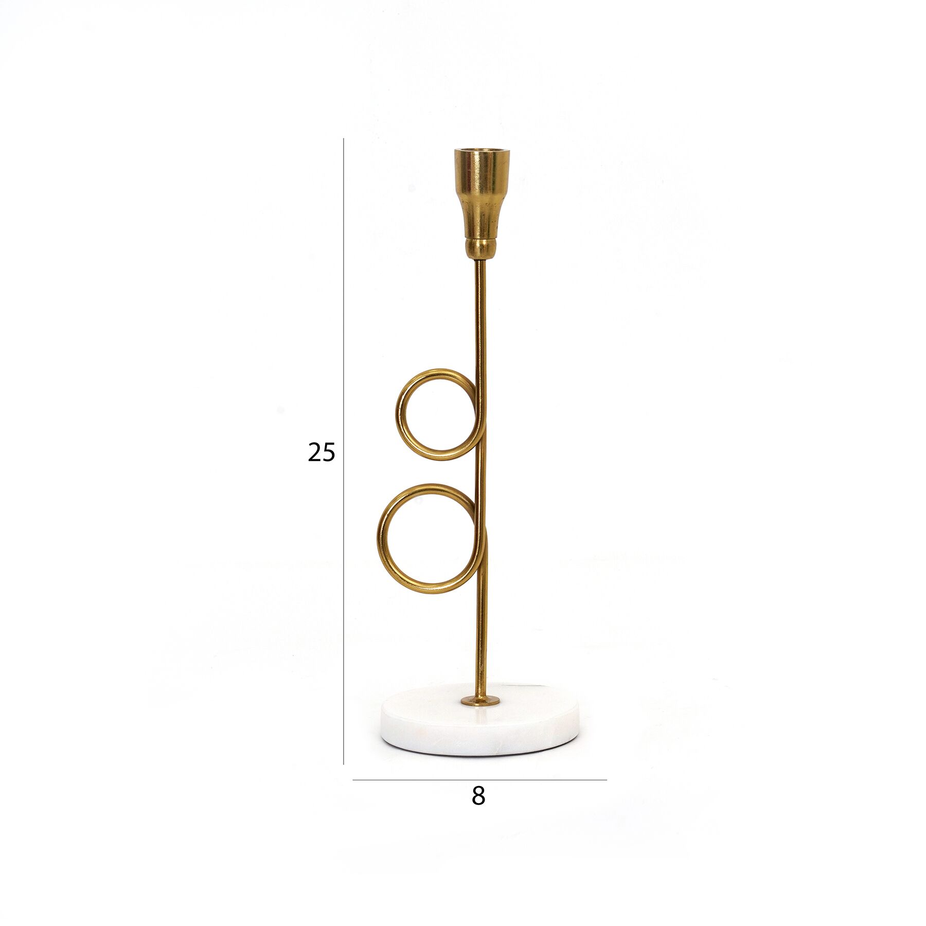 Adro Metal Candle Holder with Marble Base- 25 cm - Image 2