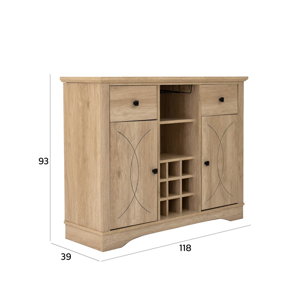 Tyrell Wine Cabinet-Oak - Image 2