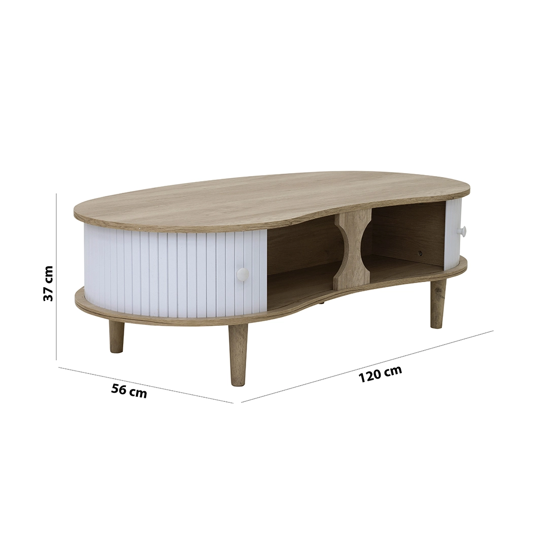 Curve Coffee Table- Oak and White - Image 2