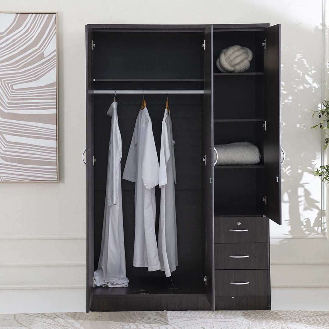 Adelina 3-Door Wardrobe-Cappuccino - Image 4