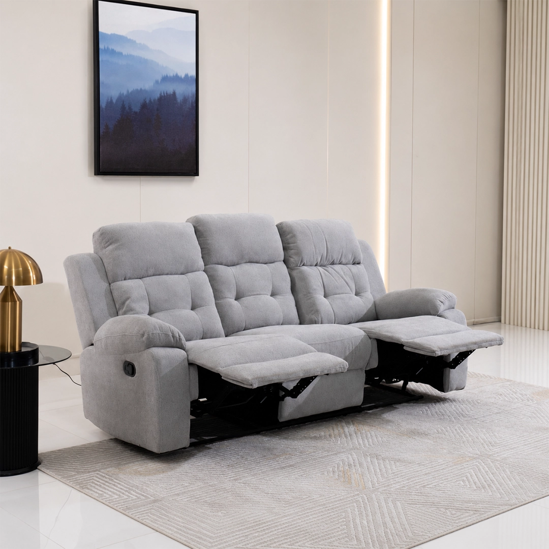 Griffen 6-Seater Recliner Sofa Set-Grey - Image 8
